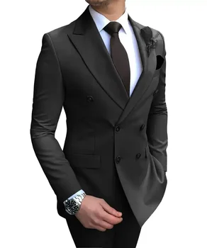 Костюмы двубортные 2022, новейший дизайн, Черный, бордовый, Одежда для жениха, Свадебные смокинги, лучший костюм, комплект из 2 предметов (куртка + брюки)