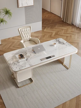 Легкий роскошный настольный стол в стиле рок, современный простой компьютерный стол, офисный стул, письменный стол для домашней спальни