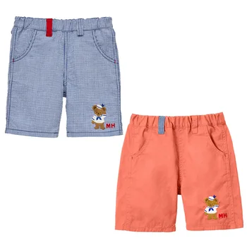 Летние новые Японские детские повседневные брюки с рисунком темно-синего медведя, Шорты с вышивкой, Капри, Одежда для мальчиков, неформальные брюки
