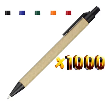 Лот 1000 шт. Шариковая ручка из эко-бумаги, пластиковый зажим, шариковая ручка с черными чернилами Зеленая концепция экологичности, индивидуальный рекламный подарок