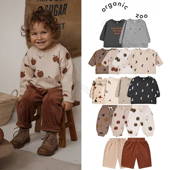 Магазин Bebe Магазин Bebe Органический зоопарк 2023 Комплект свитеров и брюк из органического хлопка для младенцев и малышей с милым принтом