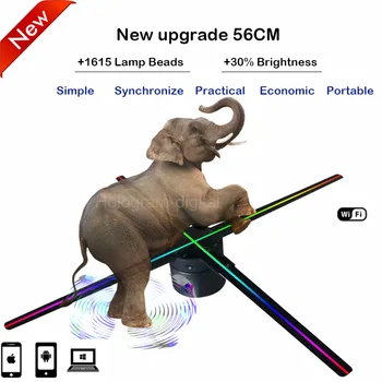 Модернизированная стоимость бесплатной доставки 56 см 3d голограмма светодиодный вентилятор проектор 3D 60 голограмма рекламная машина