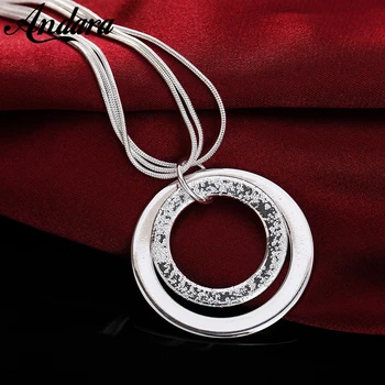 Модное ожерелье из Стерлингового серебра 925 пробы, круглый кулон, многослойная цепочка в виде Змеи, ожерелье, цепочка на Ключицы Для женщин, ювелирные подарки