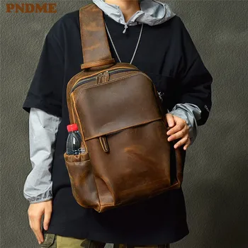 Мужская нагрудная сумка большой емкости из натуральной кожи в стиле ретро, натуральная сумка Crazy Horse из воловьей кожи, сумка-мессенджер в стиле локомотив