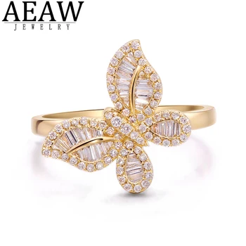 Настоящее Обручальное кольцо с натуральным бриллиантом 0,4cttw из белого золота 18 Карат, Легкий Роскошный Бриллиант, Полная Бриллиантовая Бабочка, Подарок для женщин