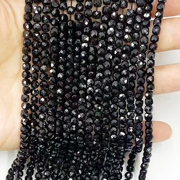 Натуральная черная Шпинель Блестящие граненые кубические бусины для рукоделия Дизайн ювелирных изделий из квадратного камня DIY Браслет