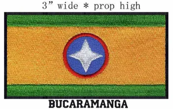 Нашивка с вышивкой флага Букараманги, Колумбия, шириной 3 дюйма/синий круглый/красный круг