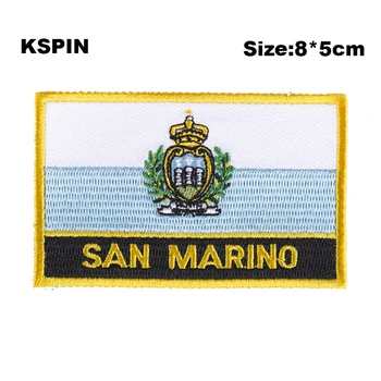 Нашивки с вышивкой флага Сан-Марино, наклеенные утюгом, наклеенные пилой, накладные нашивки для шитья одежды в доме и саду