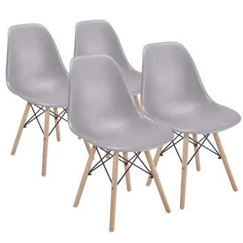 Обеденные стулья из бука, полипропилена и металла, набор размером 4,18,50 х 21,50 х 32,00 дюймов