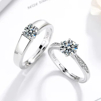 Обручальные кольца с цирконием для женщин, роскошные обручи из серебра 925 пробы, набор парных колец, простая модная тенденция 2003 года