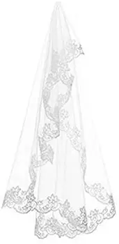 Однослойные свадебные вуали с кружевным краем белого цвета и слоновой кости, свадебные аксессуары 2023
