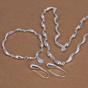 Оригинальное дизайнерское ожерелье из стерлингового серебра 925 пробы с каплями воды, серьги, браслет, Модный ювелирный набор, женские свадебные аксессуары