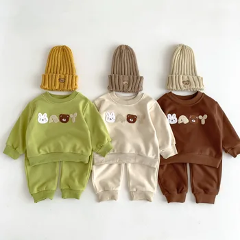 Осенний Новый комплект одежды с длинными рукавами для малышей, толстовка с надписью 