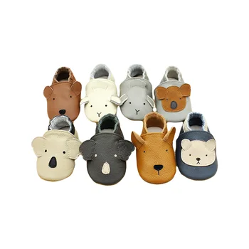 Повседневная детская кожаная обувь для первых шагов для маленьких девочек и мальчиков, Развивающие ходунки для новорожденных, Детские кроссовки с животными