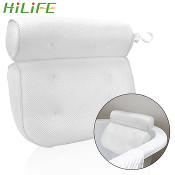 Подушка для ванны HILIFE С присосками для поддержки шеи и спины, 3D сетка, Дышащие принадлежности для Ванной Комнаты, Подушки для подголовника для спа-ванны