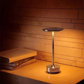 Полностью алюминиевая перезаряжаемая сенсорная боковая кровать Скандинавская светодиодная лампа Декор журнального столика Украшение спальни для кабинета прикроватный милый настольный светильник