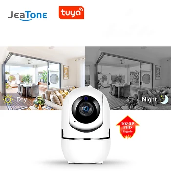Радионяня Jeatone 1080P, Wi-Fi, защита домашней безопасности TUYA, сетевая камера видеонаблюдения 2.0MP с двухсторонней аудиосистемой наблюдения