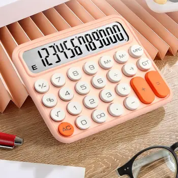 Розовый механический калькулятор Точный механический калькулятор с ЖК-дисплеем, большая круглая кнопка, идеально подходит для использования в офисе, специальные