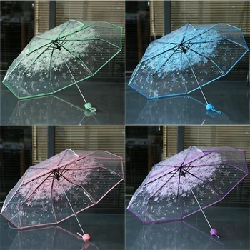 Романтический прозрачный купол с прозрачными цветами, милый дизайнерский зонтик в готическом стиле от ветра и сильного дождя, женский зонт от солнца