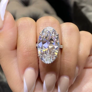 Роскошные кольца Huitan с большим овальным кубическим цирконием, женские свадебные аксессуары, высококачественные обручальные кольца серебряного цвета, ювелирные изделия
