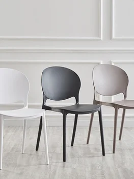 Скандинавские минималистичные обеденные стулья для кухонной мебели Пластиковый стул для отдыха взрослых Креативный Кофейный Ленивый Стул со спинкой