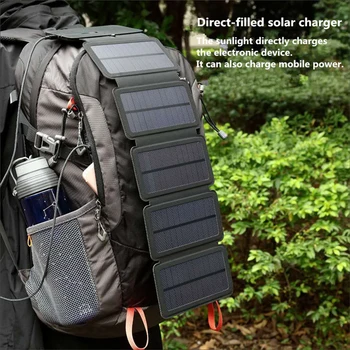Складное зарядное устройство для солнечной панели на открытом воздухе, Портативные устройства вывода USB 5V 2.1A, Походный рюкзак, Блок питания для смартфонов
