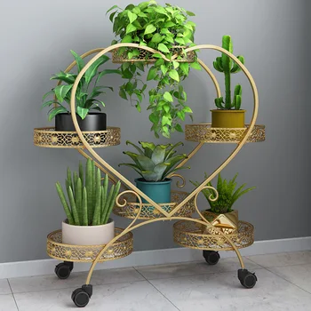 Современная простая уличная подставка для растений, креативная железная стойка для цветов на балконе в форме сердца, напольная многослойная полка для гостиной