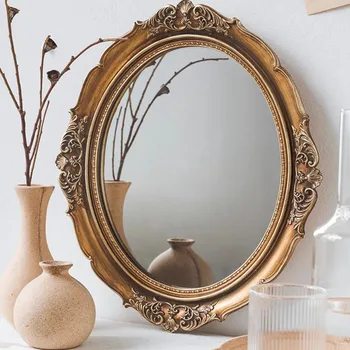 Современные Винтажные Зеркальные настенные украшения для гостиной, Зеркальная рамка для макияжа в ванной, Дорожные Круговые Шпигели Товары для дома