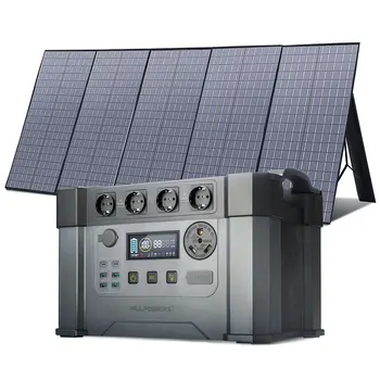 Солнечный генератор ALLPOWERS S2000 Pro с солнечной панелью мощностью 400 Вт, 4 розетками переменного тока мощностью 2400 Вт, Портативная электростанция мощностью 2400 Вт для резервного дома RV