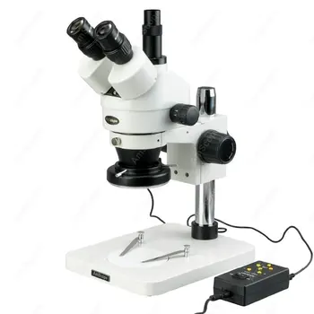 Стереомикроскоп с инспекционным зумом-AmScope поставляет стереомикроскоп с тринокулярным зумом 7X-90X и 4-зонной подсветкой со 144 светодиодами