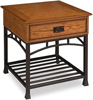 Торцевой стол из потертого дуба, коричневый 22D x 22W x 24,5H in