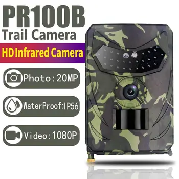 Уличные видеокамеры Pr-100 с картой памяти 32 ГБ, Водонепроницаемая камера с регулируемым углом обзора 20 Мп 1080P для наблюдения за дикой природой