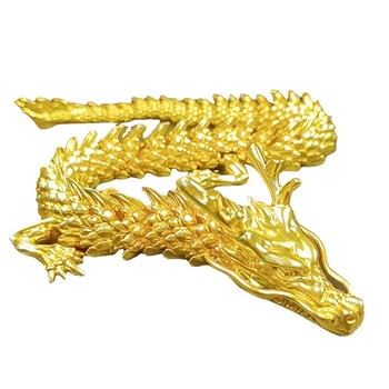 Фигурка дракона с 3D принтом Шарнирный дракон из латуни, металлический дракон, Миниатюрный китайский реалистичный орнамент в виде дракона