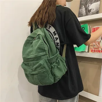 Холщовый рюкзак для девочек, старшеклассниц, сумка для книг большой вместимости