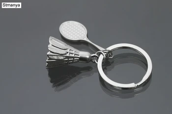 Цепочка для ключей для любителей бадминтона и ракетки, Модный автомобильный брелок для бадминтона серебристого цвета, кольцо для ключей для мужчин и женщин, подарочные ювелирные изделия 17023