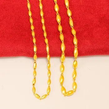Чистое ожерелье с подвеской на Ключице в форме пшеницы 18 Карат 999, Счастливое Ожерелье для женщин, Мужчин, Классические свадебные Рождественские подарки, ювелирные цепочки