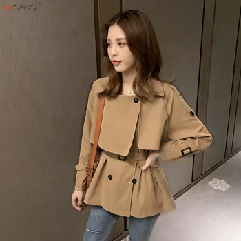 Элегантный тренч, Женская куртка Slim Fit с поясом, Весна-осень 2023, Новая Корейская женская верхняя одежда S-2xl