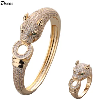 Ювелирные изделия Donia в европейском и американском стиле, роскошный медный браслет с леопардовым цирконием AAA, набор мужских и женских украшений