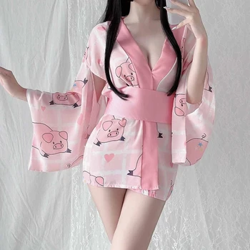 Японское Кимоно для Женщин, Кардиган, Кавайная Короткая Пижама Юката, Халат, Сексуальная Гейша, Винтажная Одежда Ханбок, Корейское Традиционное Платье